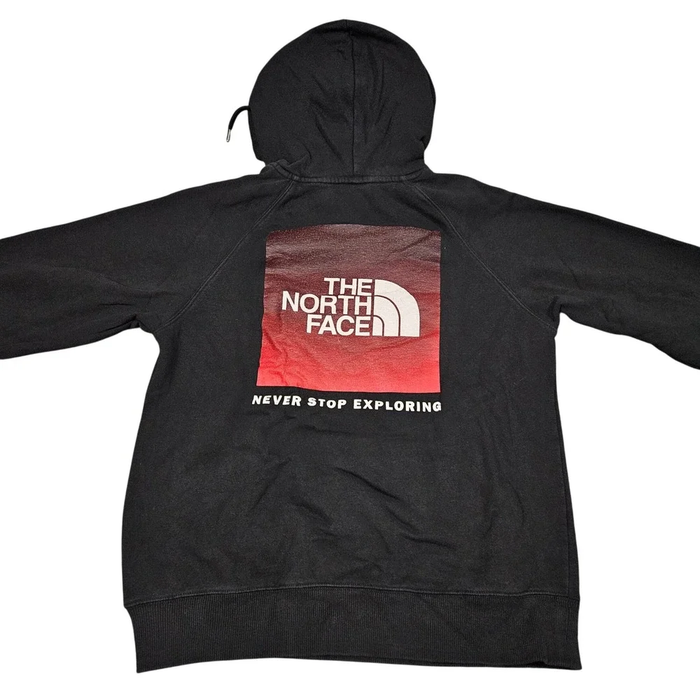 North Face‎ Hoodie Small Black Red Long Sleeve Graphic Pullover Pocket Casual
